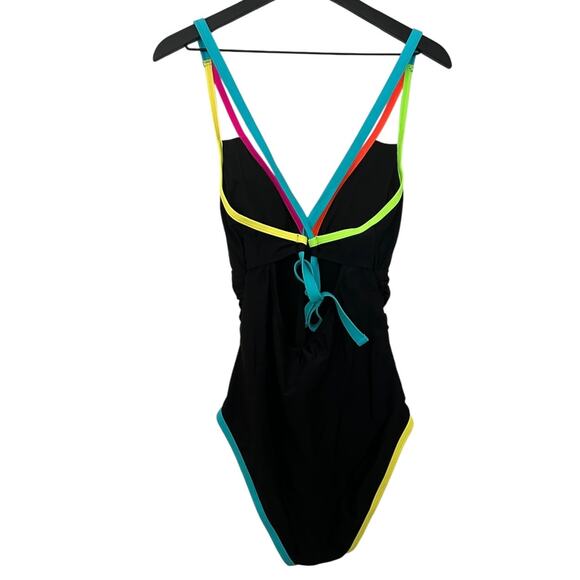 Popvil Color Block Bandage Design One Piece Swimsuit Bathing Suit Black Medium - Picture 5 of 9